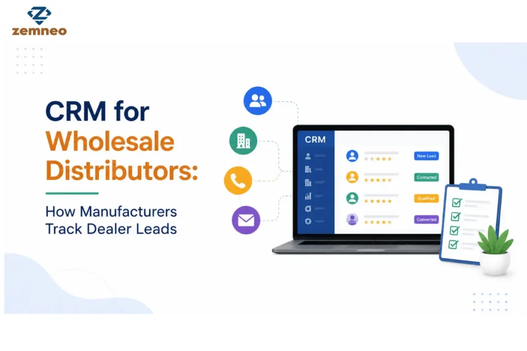 CRM for Wholesale Distributors dashboard showing dealer lead tracking stages