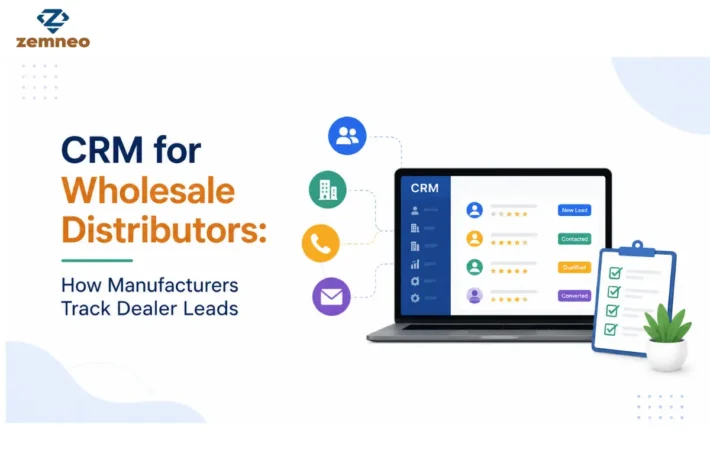 CRM for Wholesale Distributors dashboard showing dealer lead tracking stages