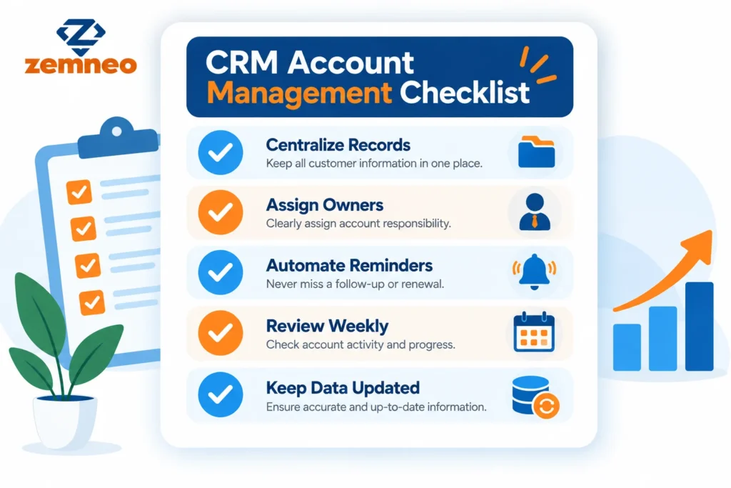 CRM account management checklist for growing businesses