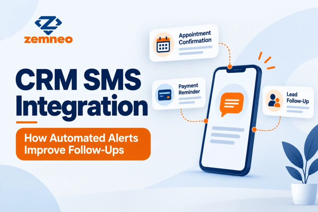 CRM SMS integration sending automated text alerts and follow-ups