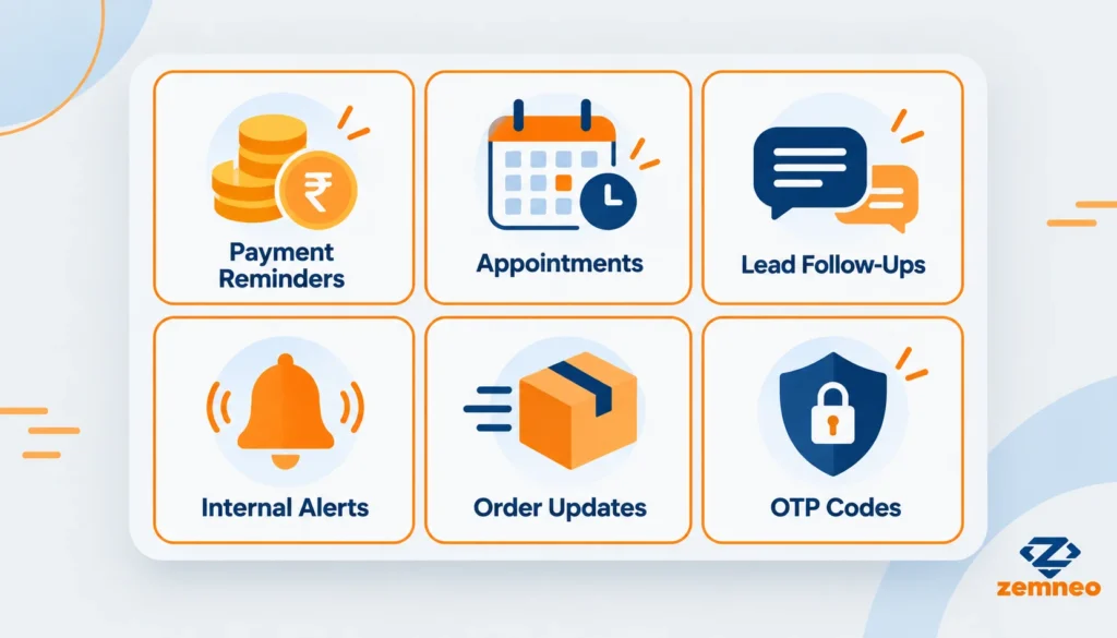Types of messages sent through CRM SMS integration