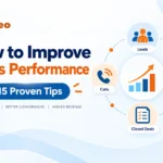 How to improve sales performance infographic with 15 tips