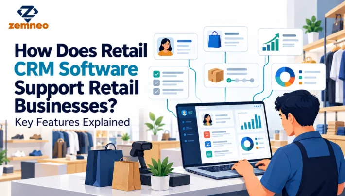 Retail CRM software dashboard showing customer management