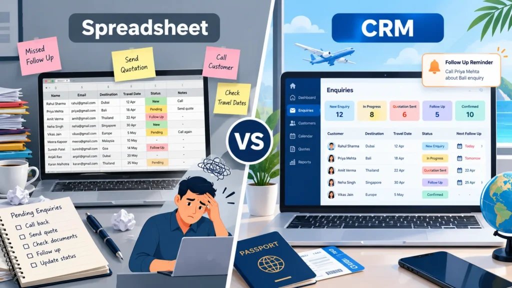 Spreadsheet versus CRM for travel agencies